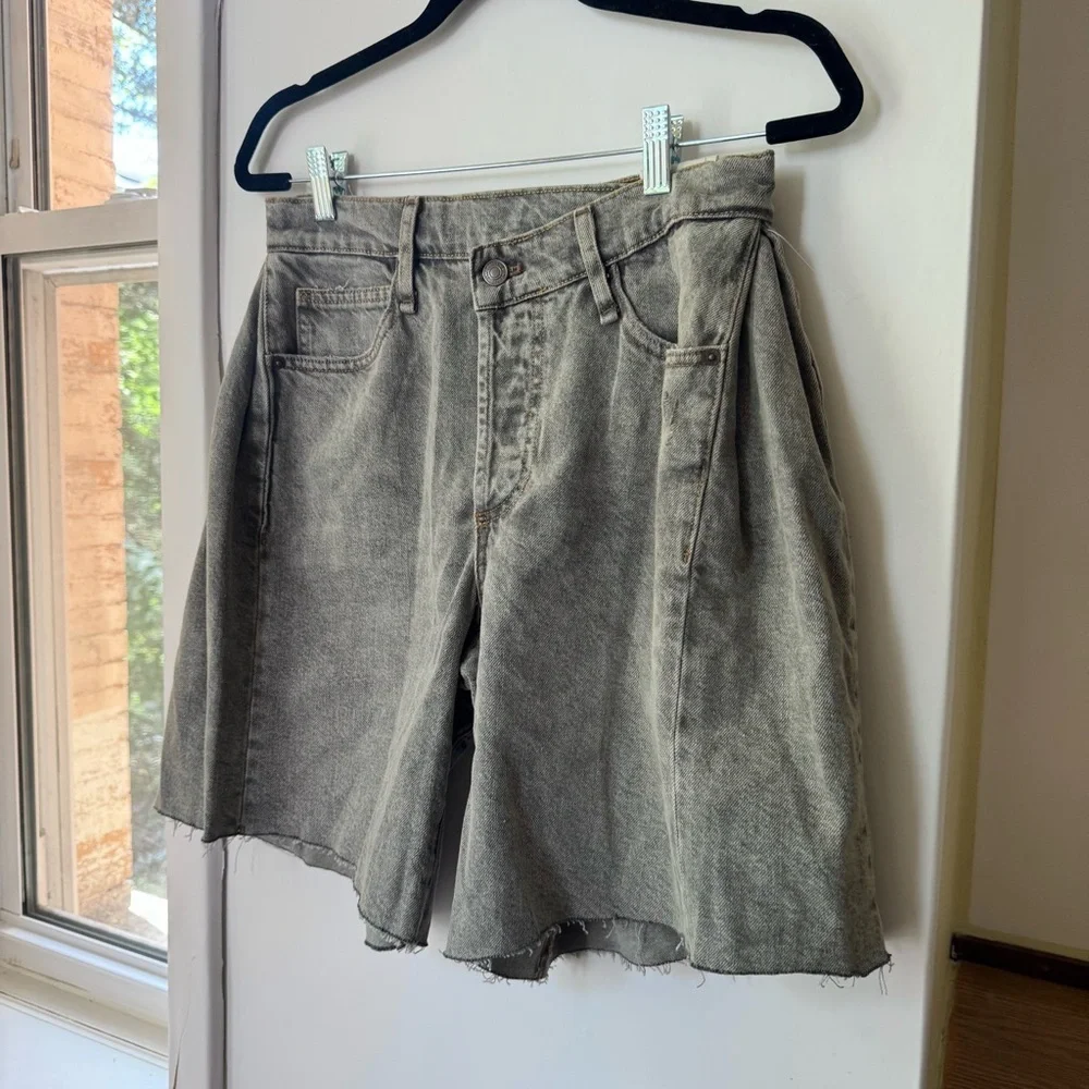 NWT Free People Boomerang Long Jean Shorts Gray 27